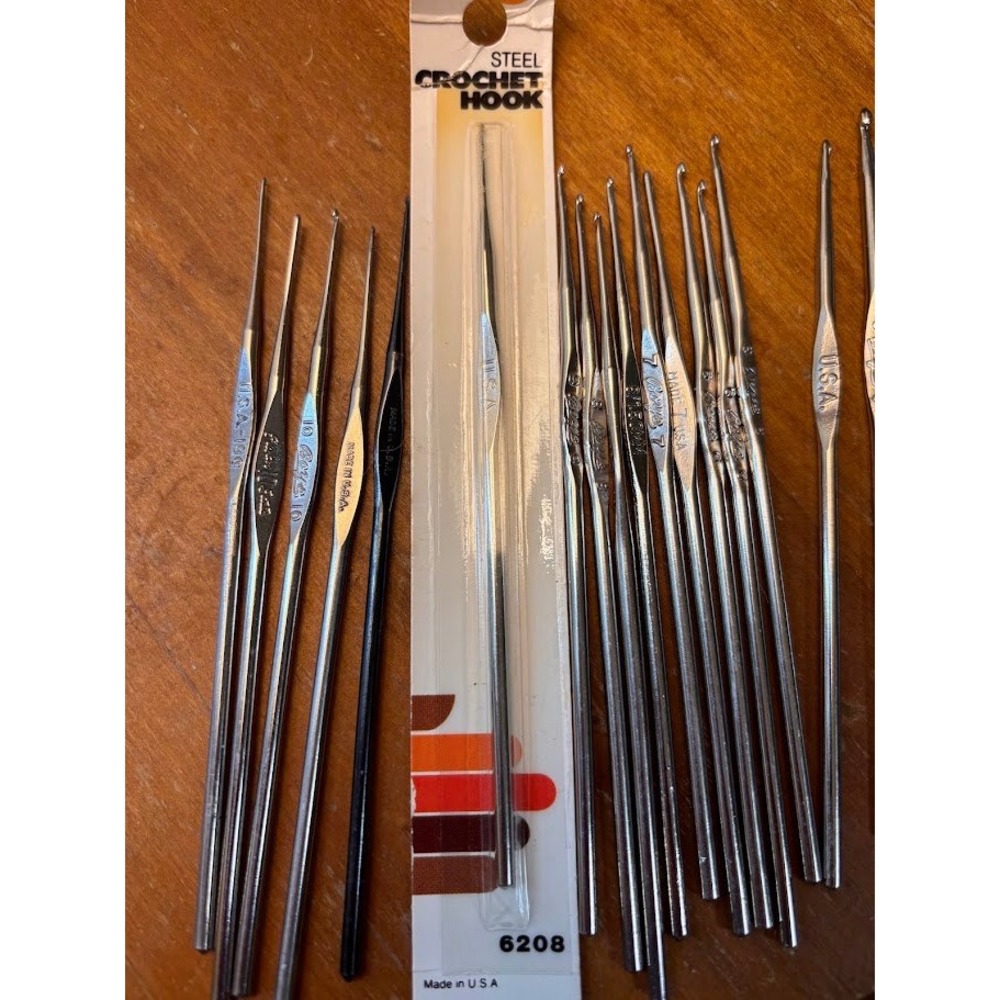Vintage Boye Steel Crochet Hooks Lot USA Sizes 0 2 6 7 8 9 10 Lace Thread - Picture 2 of 9